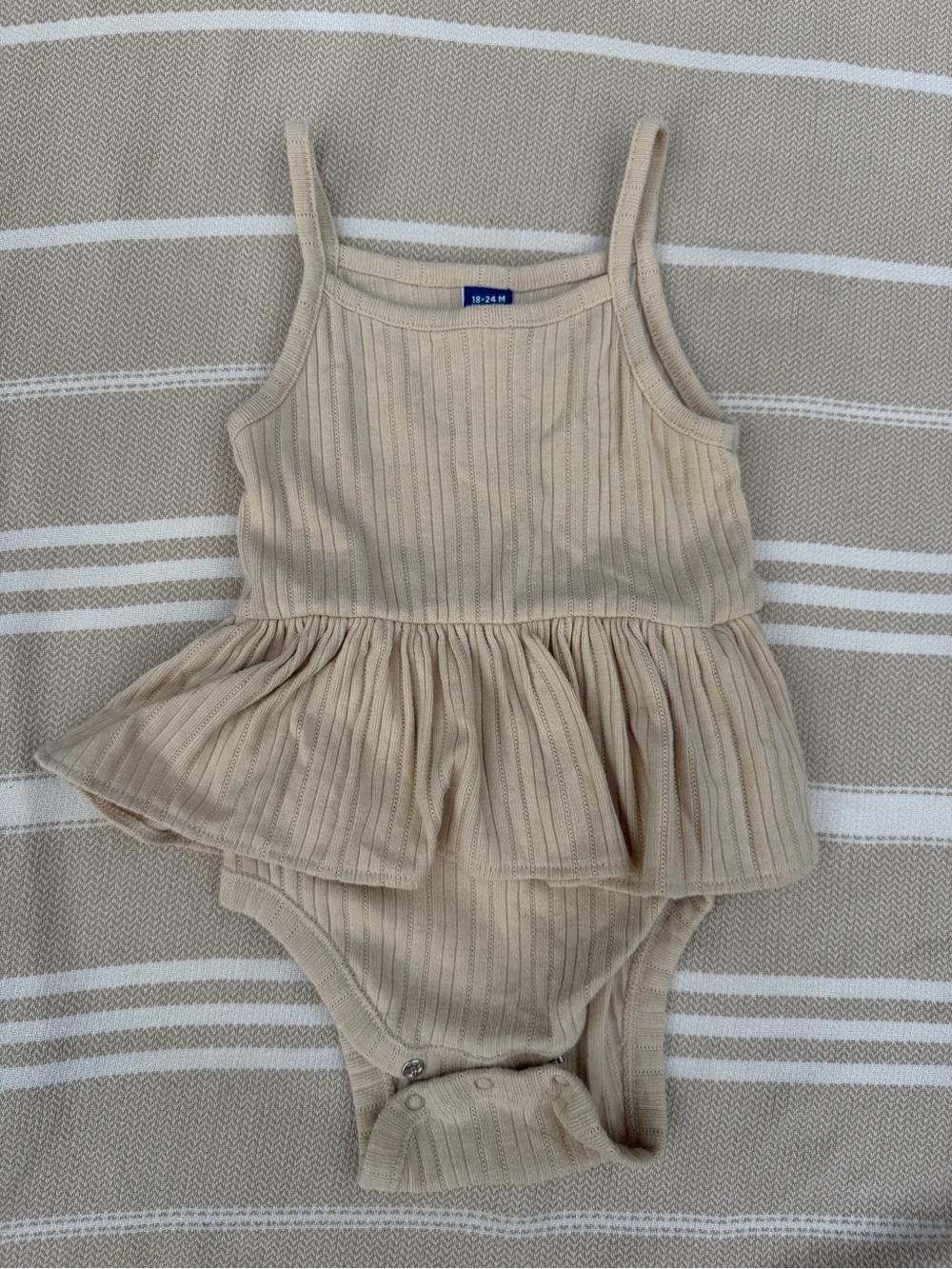 Old Navy Beige Ribbed Peplum One-Piece Bodysuit - Beige